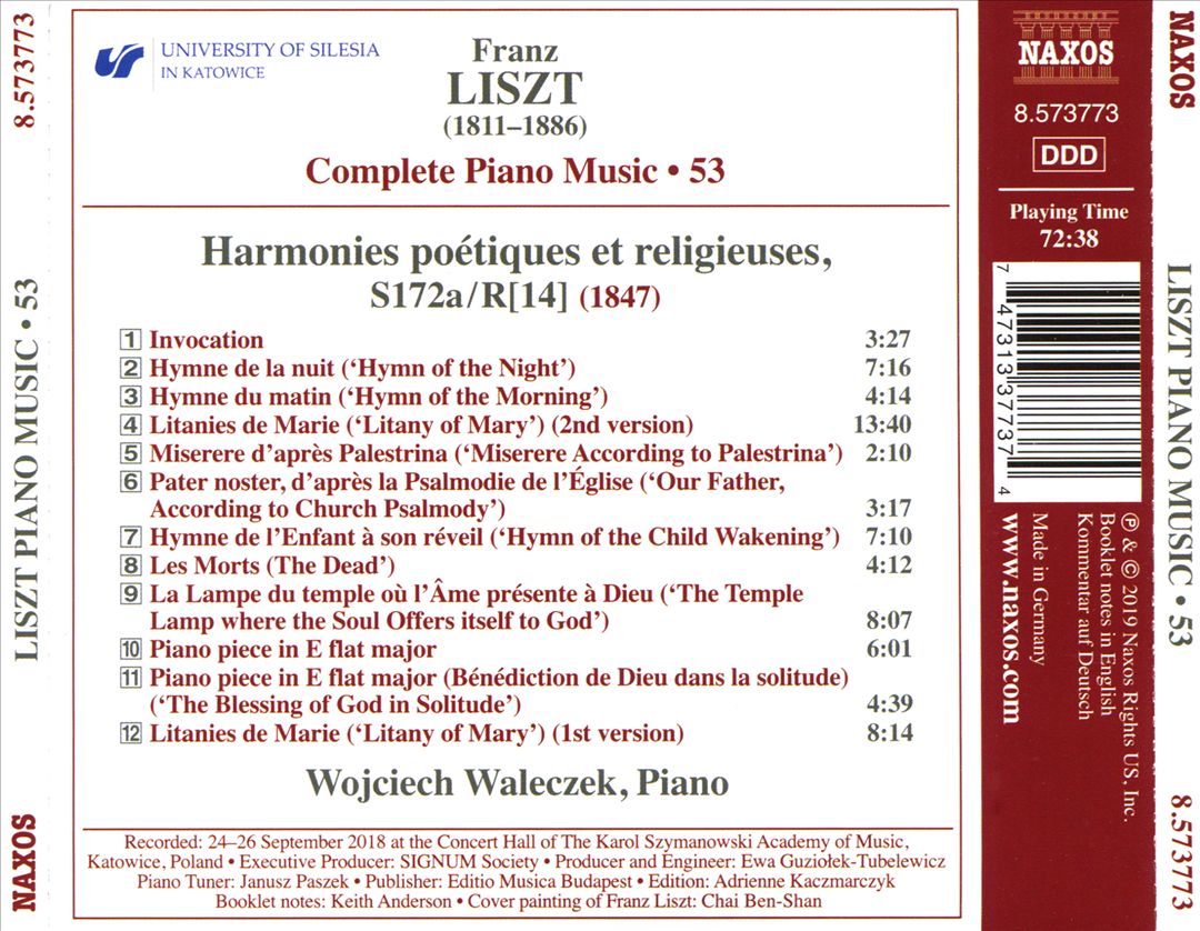 Franz Liszt: Complete Piano Music, Vol. 53 - Harmonies Poétiques et religieuses cover art