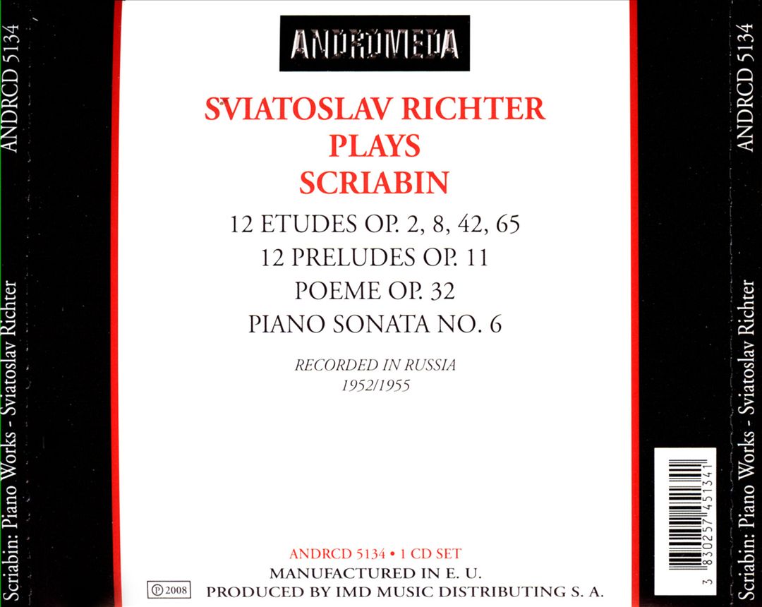 Sviatoslav Richter Plays Scriabin: 12 Etudes; 12 Preludes; Poeme; Piano Sonata cover art