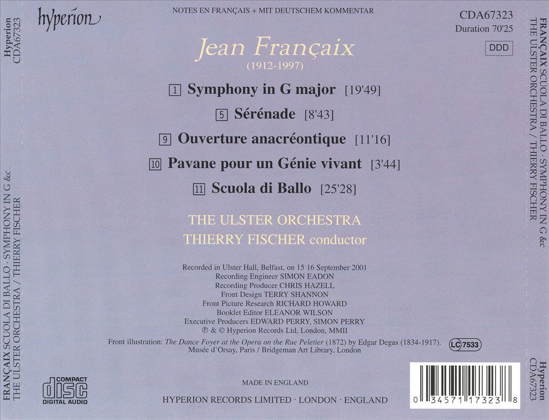Jean Françaix: Scuolo de Ballo; Symphonie cover art