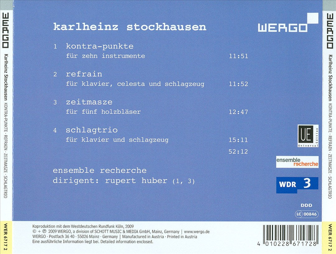 Karlheinz Stockhausen: Kontra-Punkte; Refrain; Zeitmasze; Schlagtrio cover art