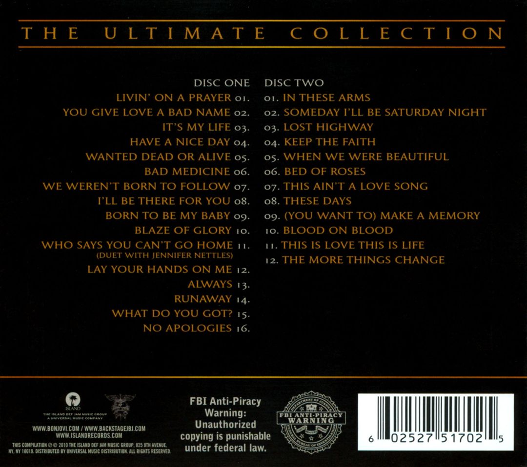 Bon Jovi Greatest Hits: The Ultimate Collection cover art