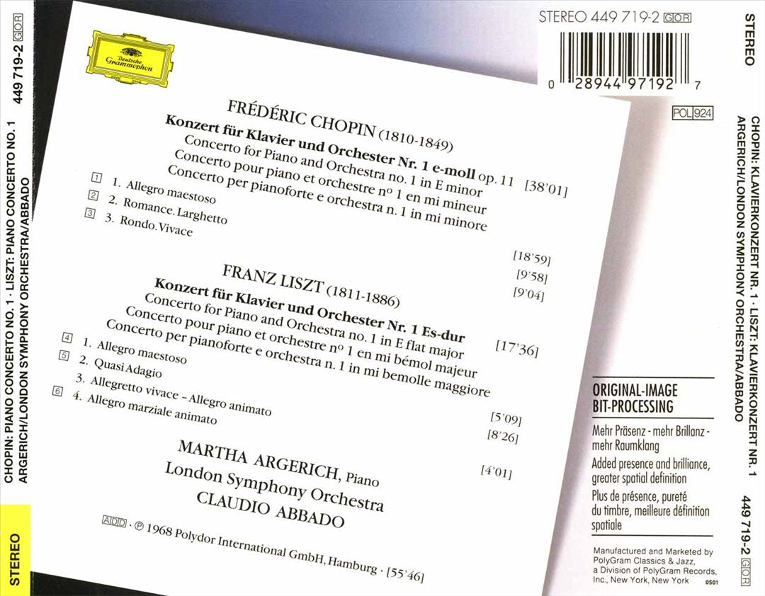 Chopin: Piano Concerto No. 1; Liszt: Piano Concerto No. 1 cover art