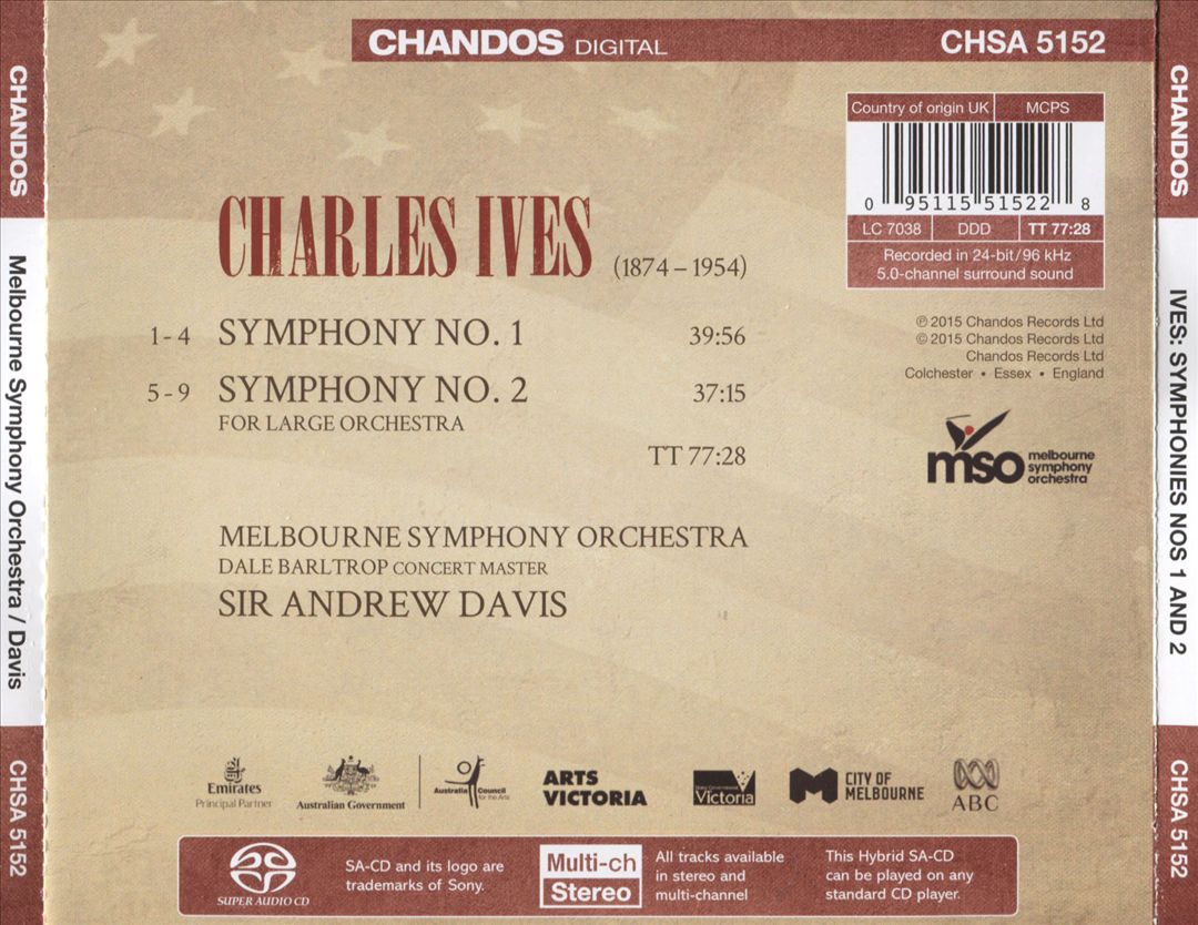 Charles Ives: Orchestral Works, Vol. 1 - Symphonies Nos. 1 and 2 cover art
