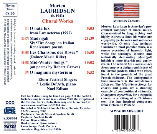 Morten Lauridsen: O magnum Mysterium; O nata lux; Madrigali; Mid-Winter Songs cover art