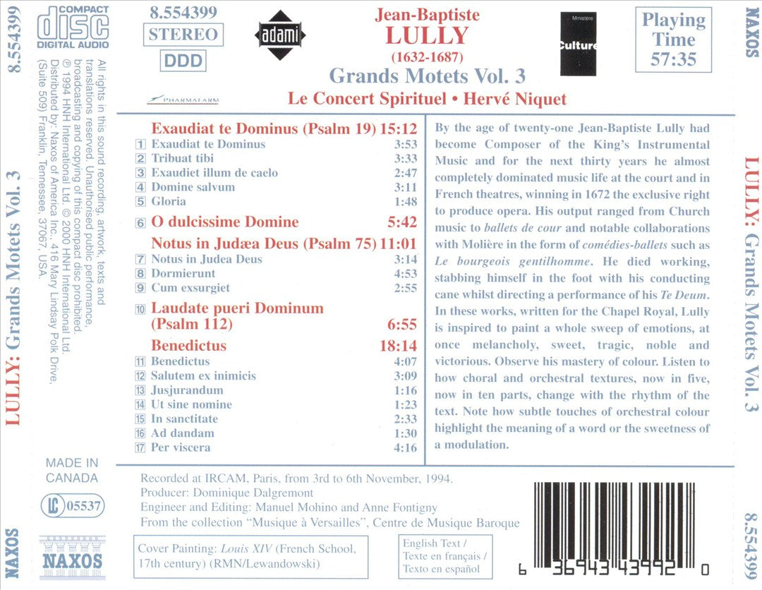 Jean-Baptiste Lully: Grand Motets, Vol. 3 cover art