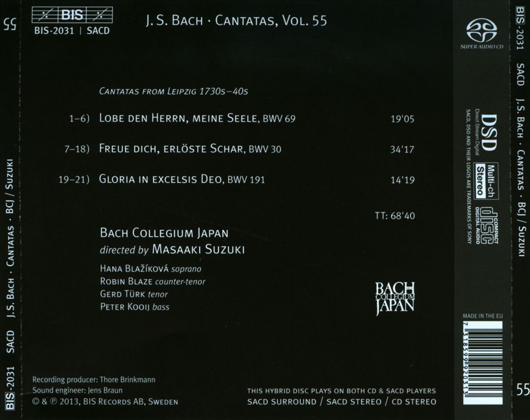 Bach: Cantatas, Vol. 55 - Freue dich, erlöste Schar, BWV 30, 69, 191 cover art