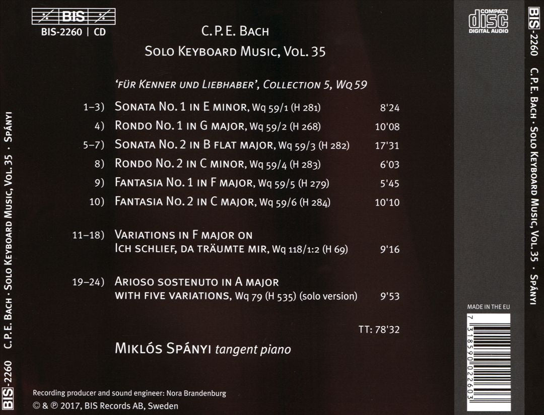 C.P.E. Bach: The Solo Keyboard Music, Vol. 35 cover art