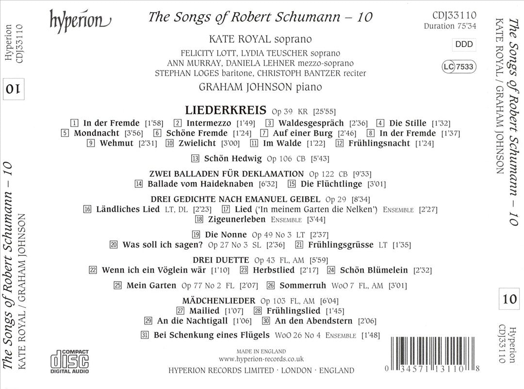 Songs of Robert Schumann, Vol. 10 cover art