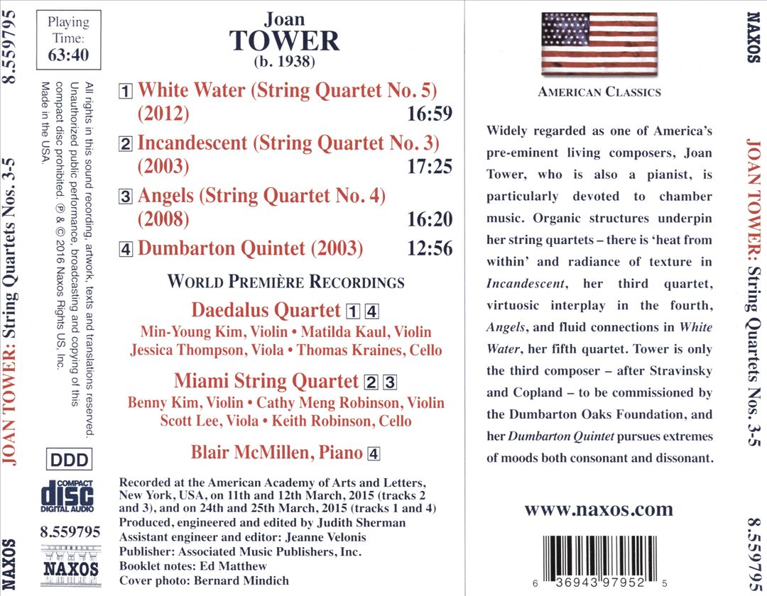 Joan Tower: String Quartets Nos. 3-5; Dumbarton Quintet cover art