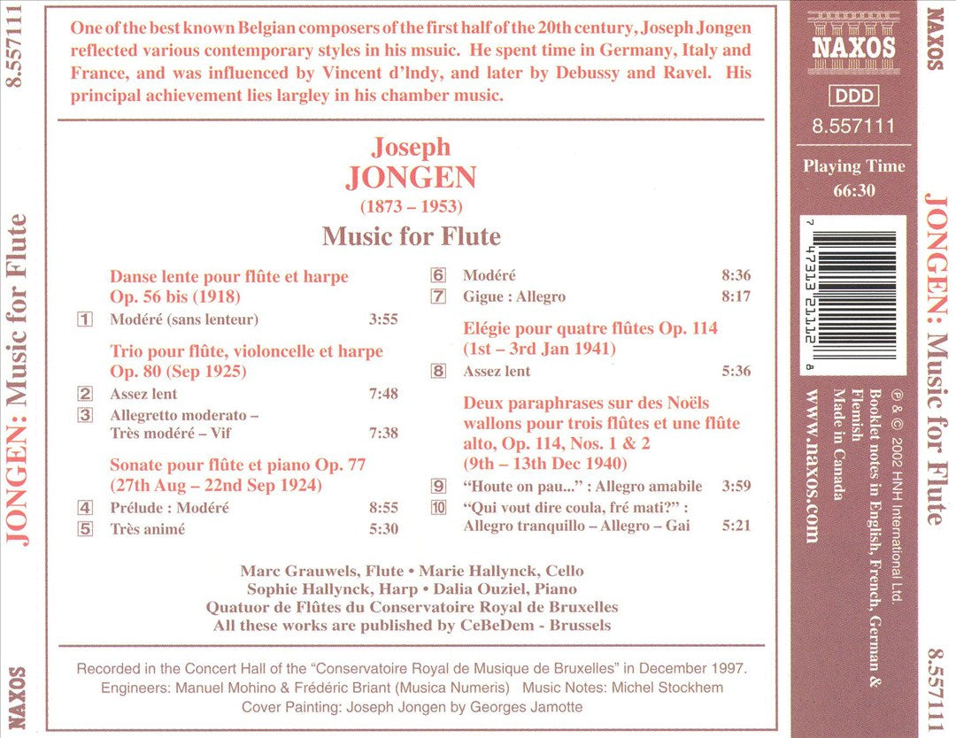 Joseph Jongen: Music for Flute cover art