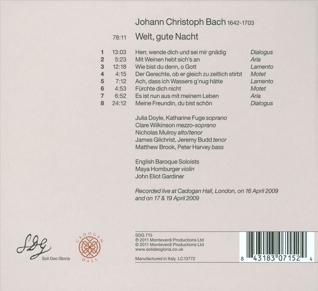 J.C. Bach: Welt, Gute Nacht cover art