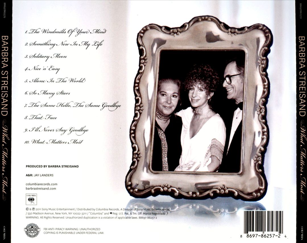 What Matters Most: Barbra Streisand Sings the Lyrics of Alan and Marilyn Bergman cover art