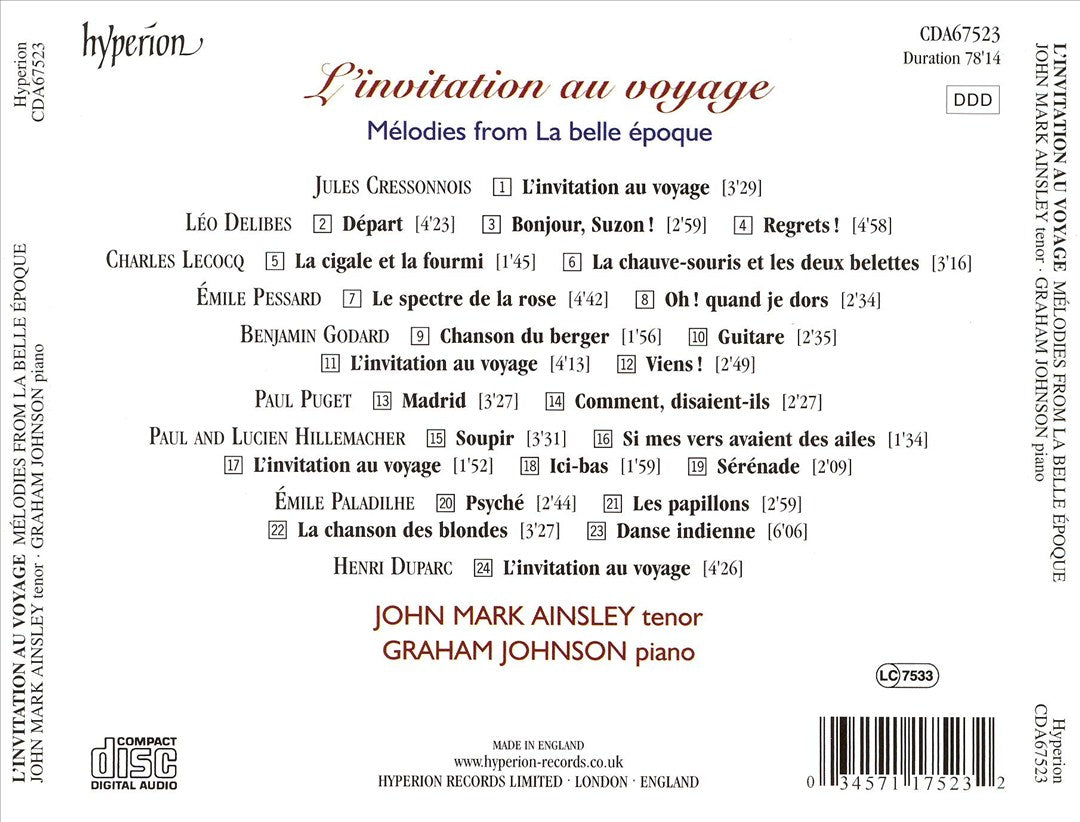 L'Invitation au Voyage: Mélodies from La belle époque cover art