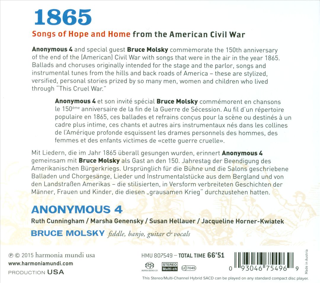 1865: Songs of Hope & Home cover art
