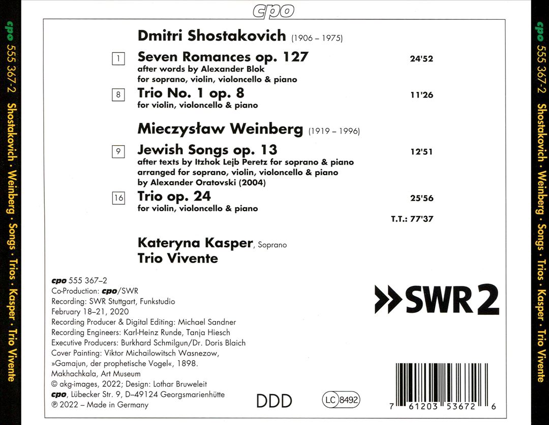 Mieczyslaw Weinberg, Dmitri Shostakovich: Piano Trios; Songs cover art