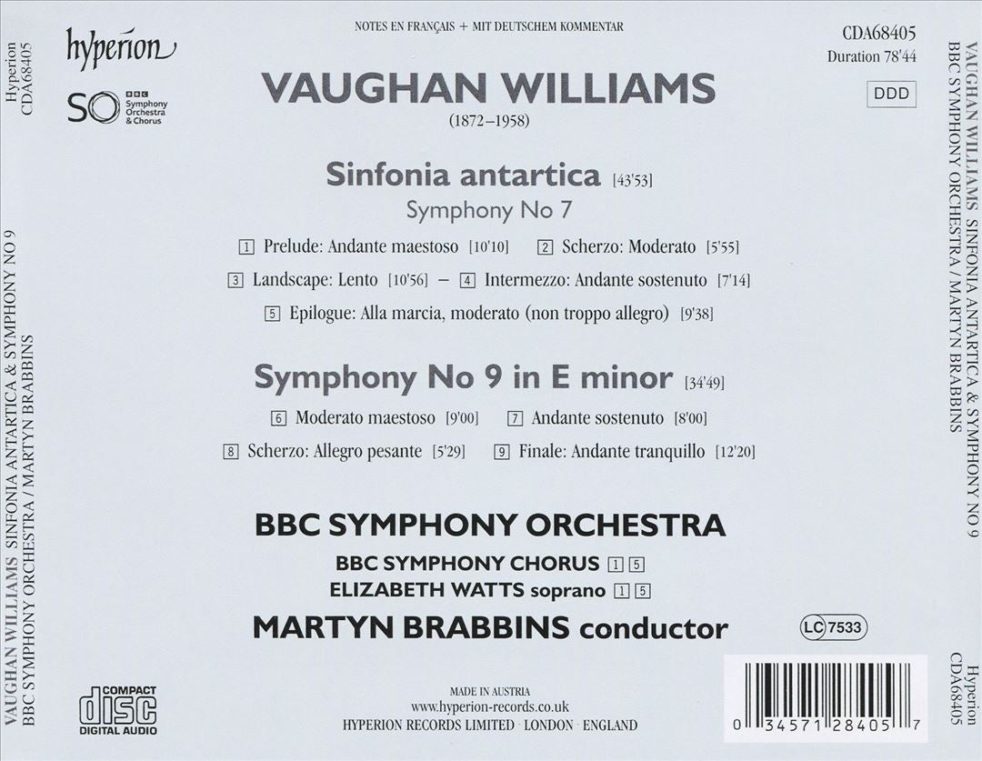 Vaughan Williams: Sinfonia Antartica; Symphony No. 9 cover art