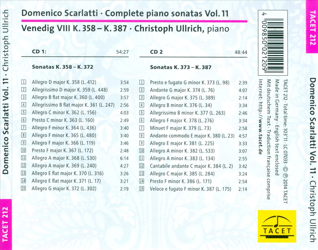 Domenico Scarlatti: Complete Piano Sonatas, Vol. 11 cover art