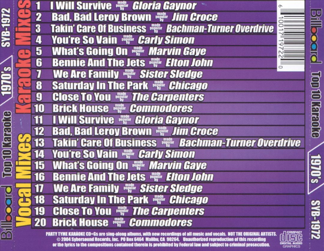 Billboard Top 10 Karaoke: 1970's, Vol. 2 cover art