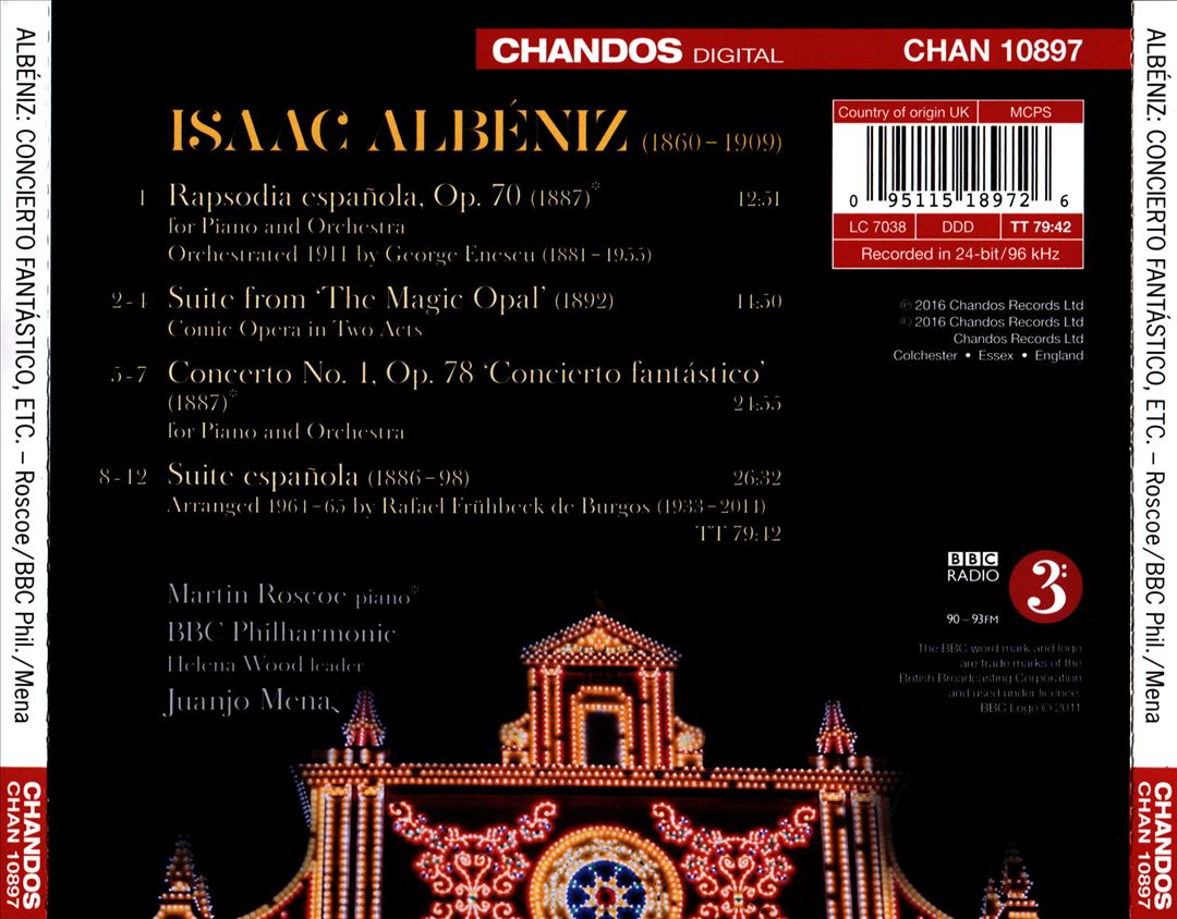 Albéniz: Piano Concerto No. 1 "Concierto fantástico"; Suite española; Rapsodia española; Suite from "The Magic Opal" cover art