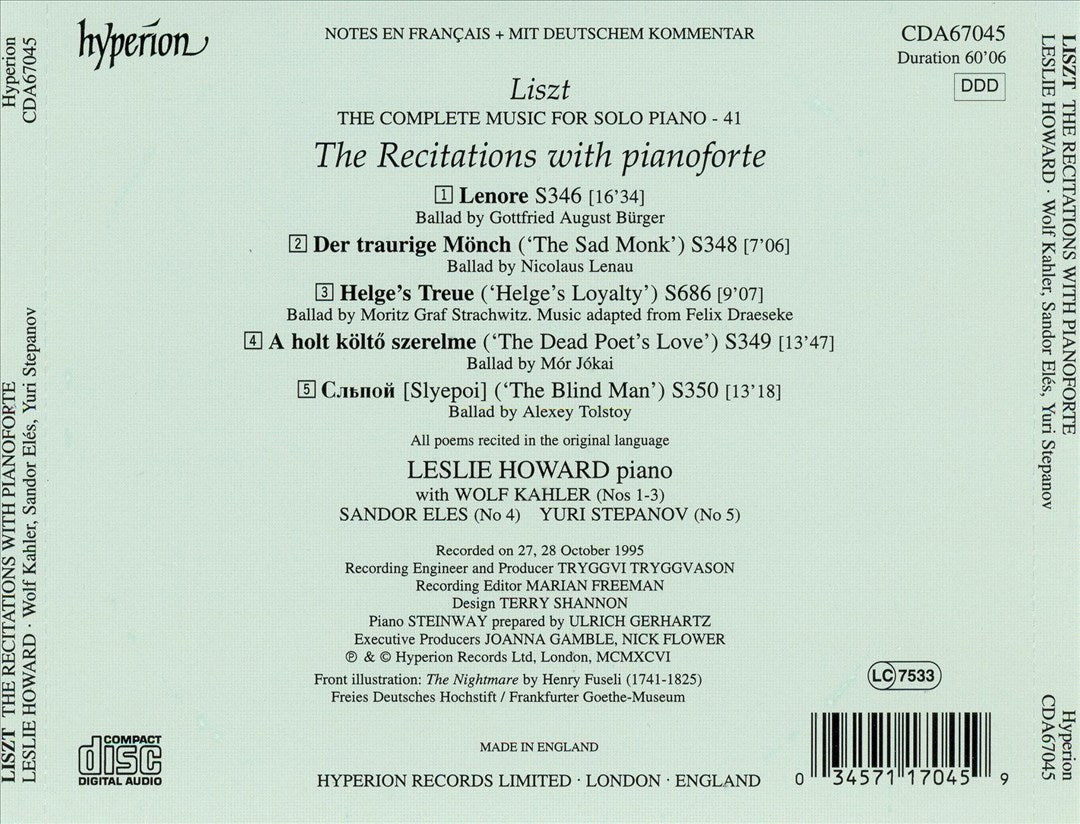 Liszt: The Recitations with Piano cover art