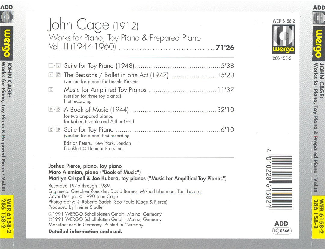 Cage: Works for Piano, Toy Piano and Prepared Piano, Vol.3 cover art
