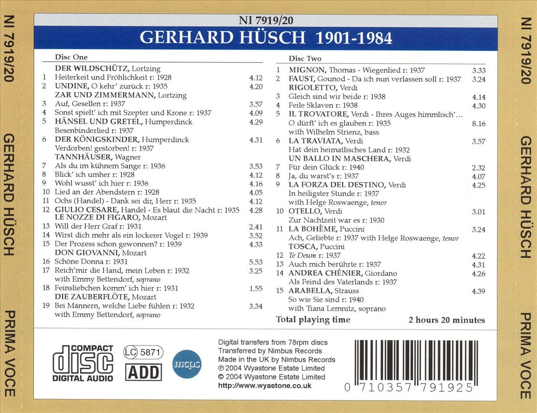Prima Voce: Gerhard Hüsch cover art