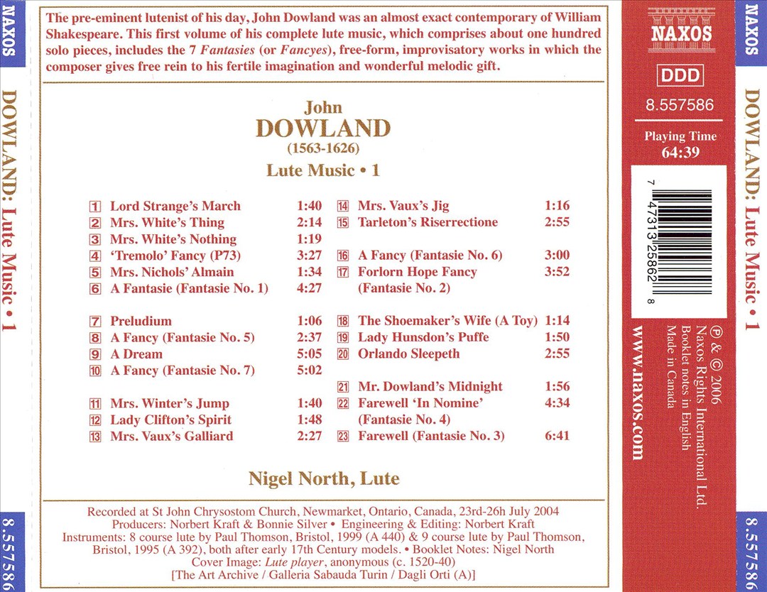 Dowland: Fancyes, Dreams and Spirits - Lute Music, Vol. 1 cover art