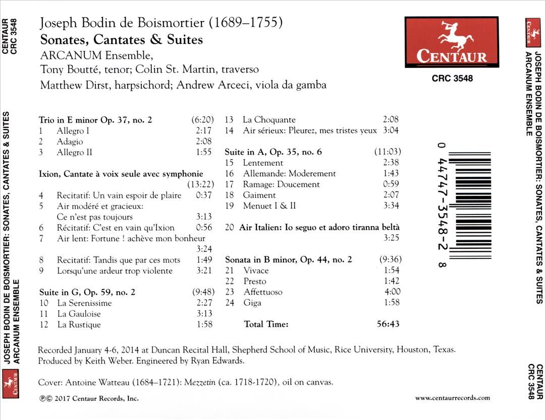 Joseph Bodin de Boismortier: Sonates, Cantates & Suites cover art