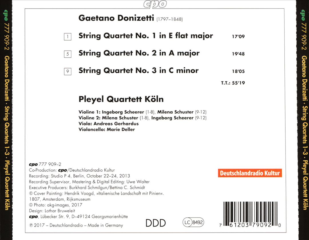 Gaetano Donizetti: String Quartets Nos. 1-3 cover art
