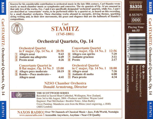 Carl Stamitz: Orchestral Quartets, Op. 14 cover art