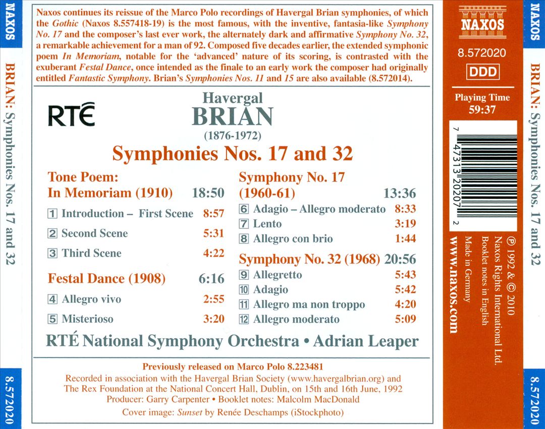 Brian Havergal: Symphonies Nos. 17 & 32 cover art