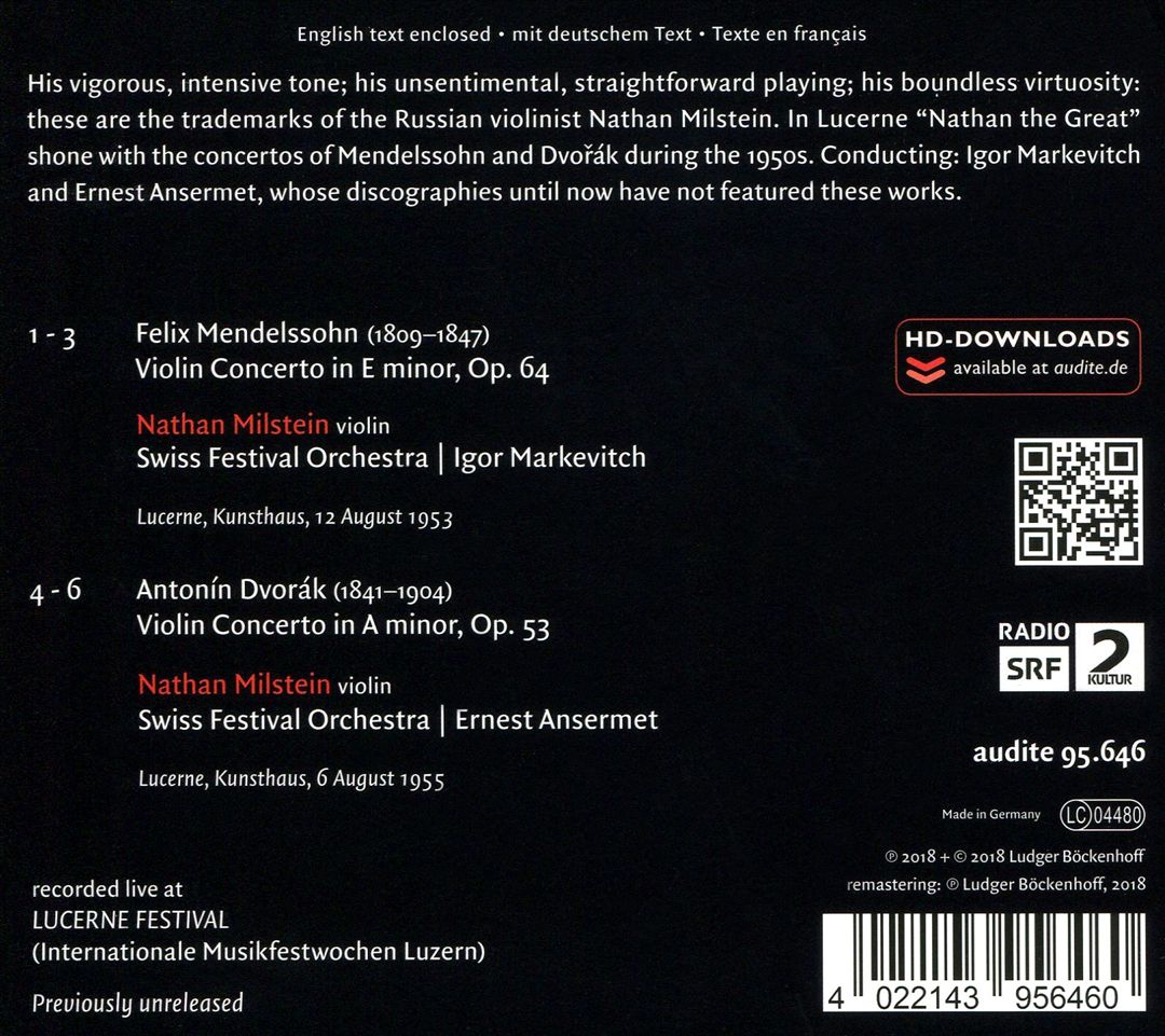 Mendelssohn: Violin Concerto in E minor, Op. 64; Dvorák: Violin Concerto in A minor, Op. 53 cover art