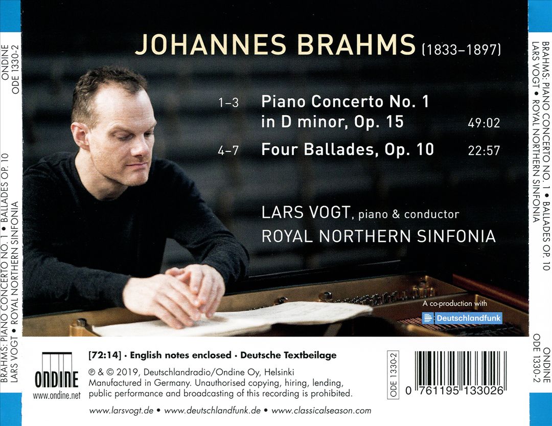 Brahms: Piano Concerto No. 1; Four Ballades cover art