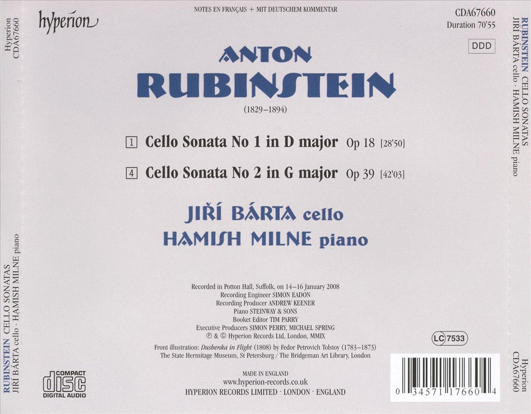 Rubinstein: Cello Sonatas cover art