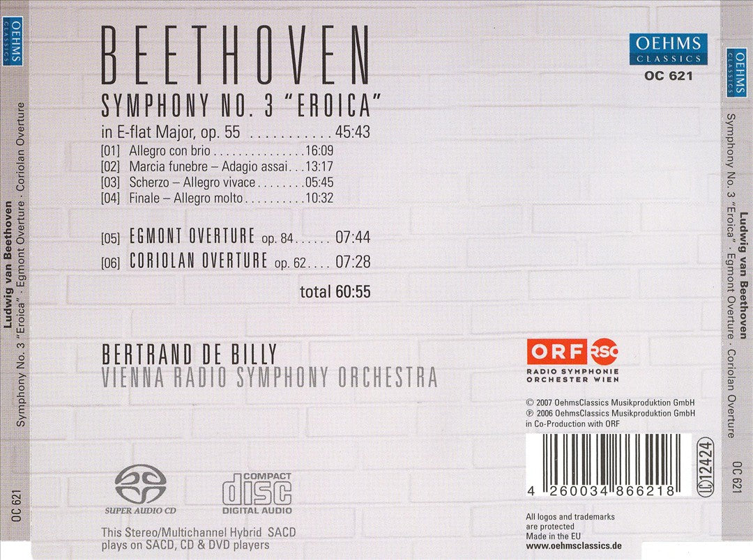 Beethoven: Symphony No. 3 "Eroica"; Egmont Overture; Coriolan Overture cover art