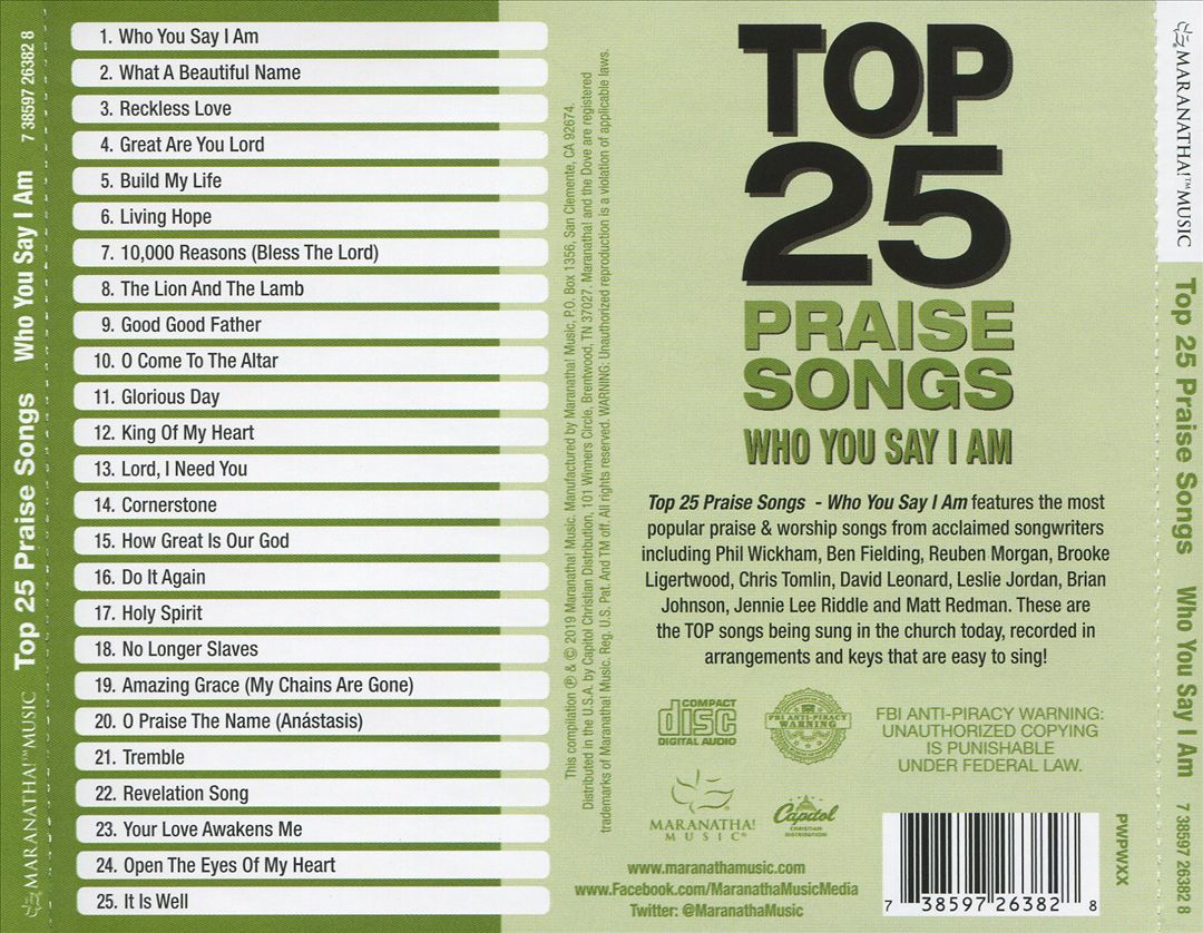 Top 25 Praises Songs: Who You Say I Am cover art