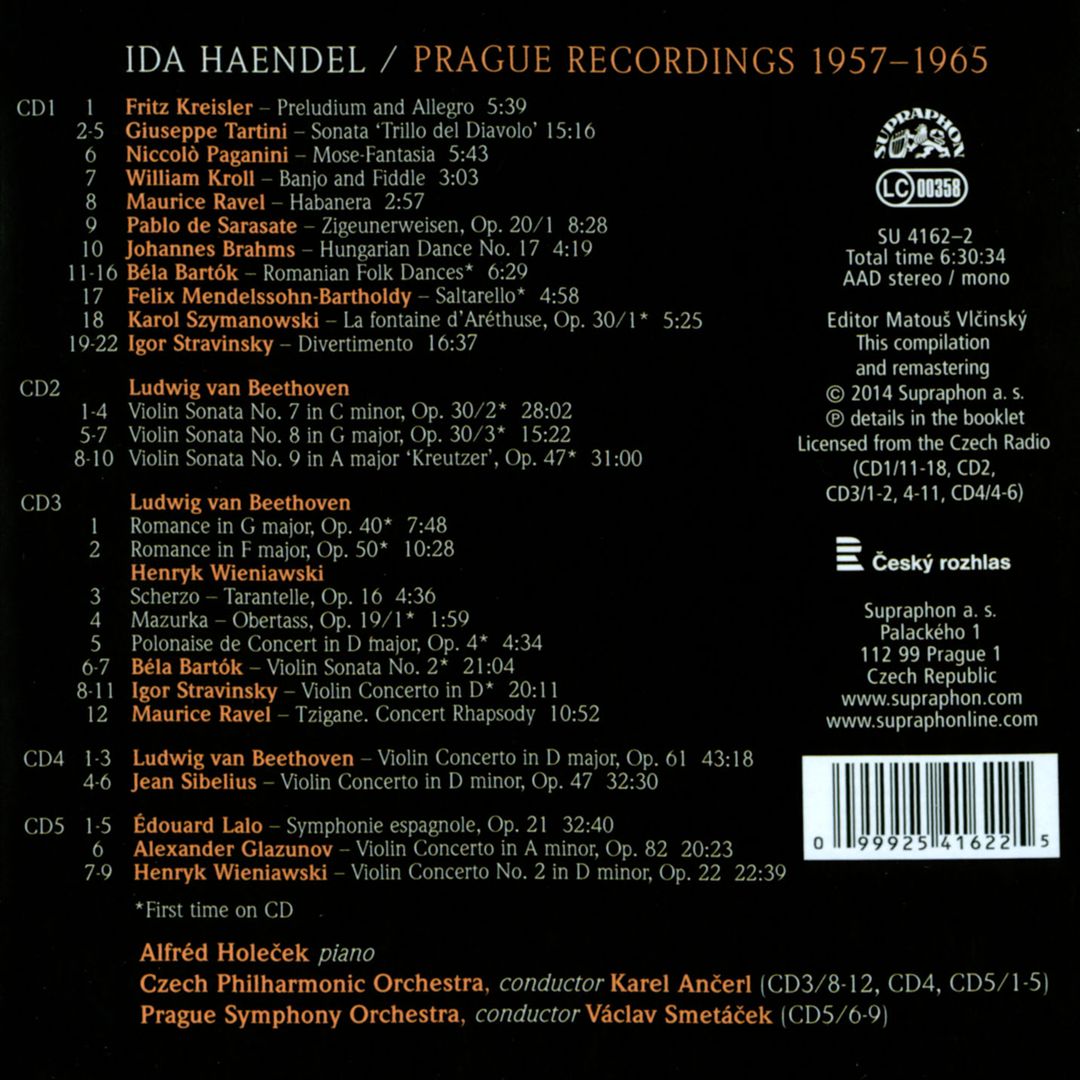 Ida Haendel: Prague Recordings, 1957-1965 cover art