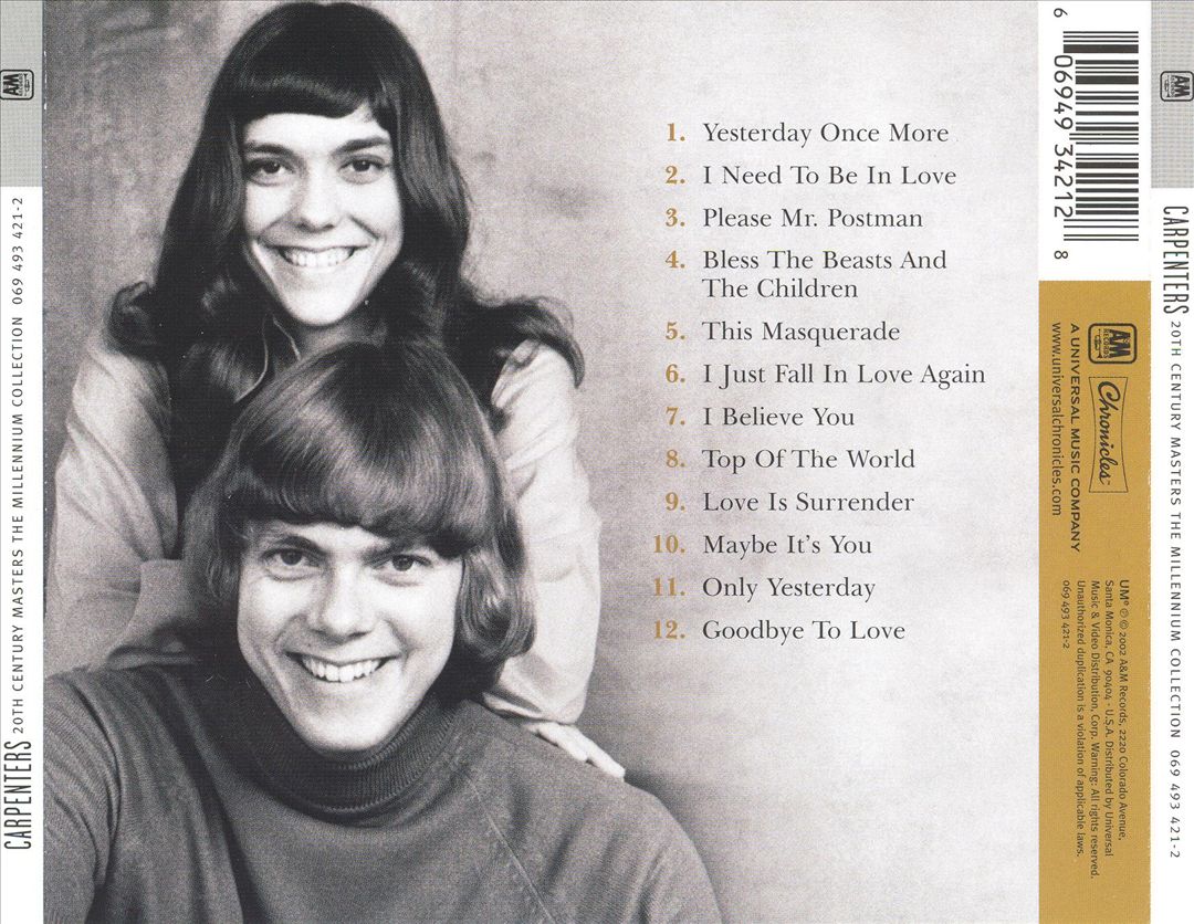 20th Century Masters:The Millennium Collection: Best of The Carpenters cover art