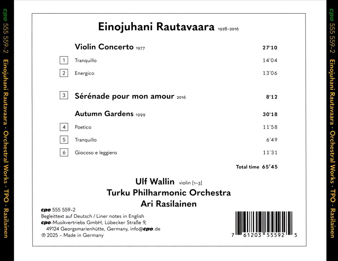 Einojuhani Rautavaara: Violin Concerto; Sérénade; Autumn Gardens cover art