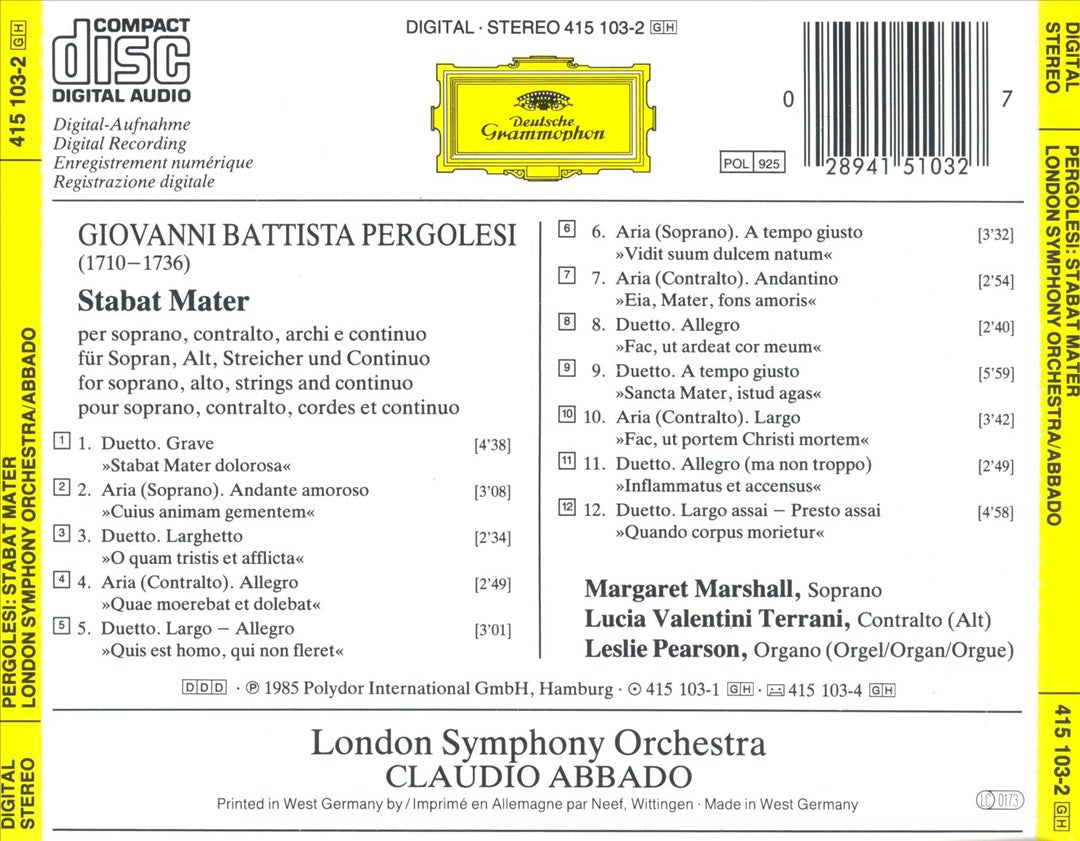 Pergolesi: Stabat Mater cover art