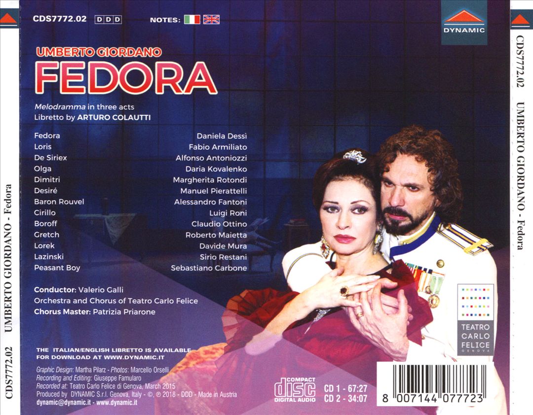 Umberto Giordano: Fedora cover art