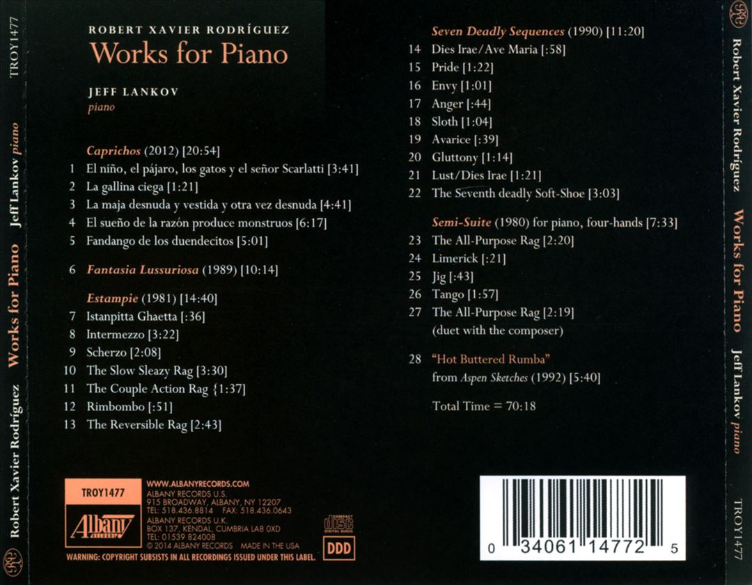 Robert Xavier Rodriguez: Works for Piano cover art