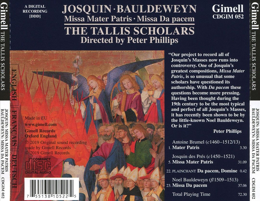 Josquin: Missa Mater Patris; Bauldeweyn: Missa Da pacem cover art