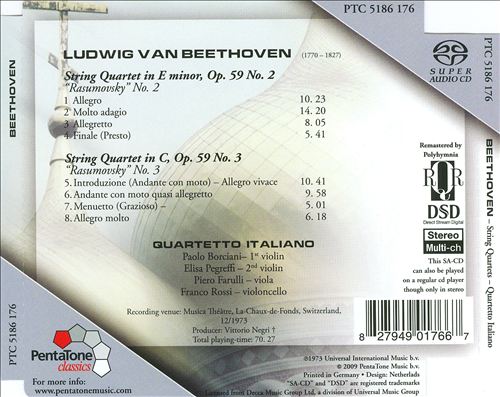 Beethoven: String Quartets Op. 59, Nos. 2 & 3 'Rasumovsky'  cover art