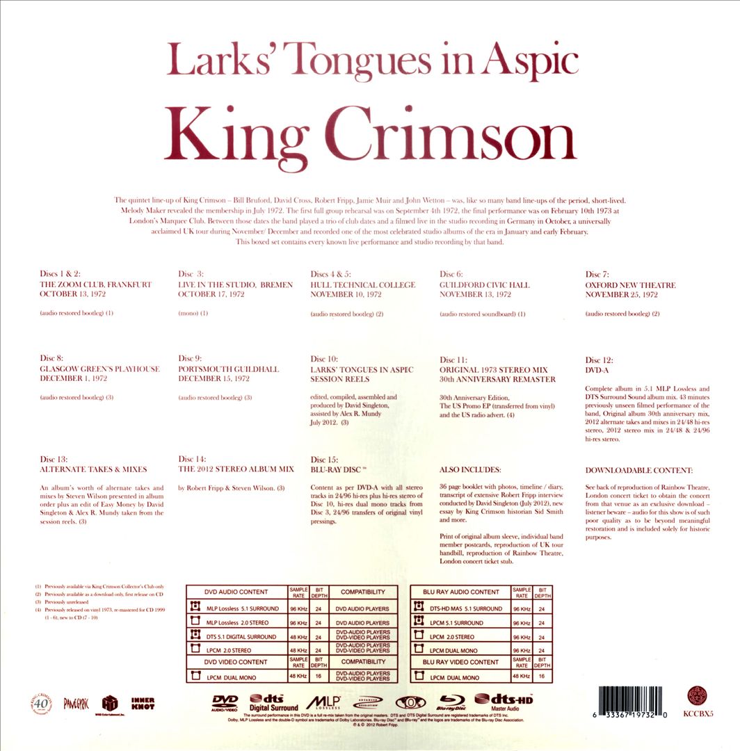Larks' Tongues in Aspic [Limited Edition Box Set] cover art