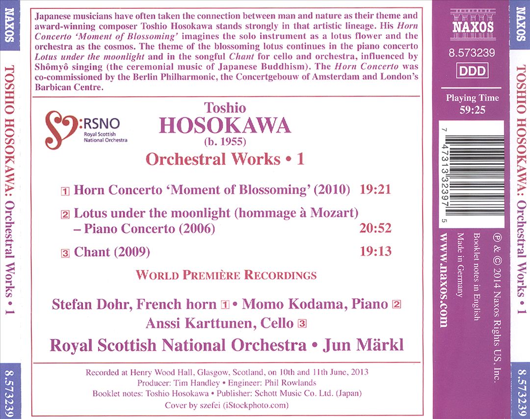 Toshio Hosokawa: Orchestral Works, Vol. 1 cover art