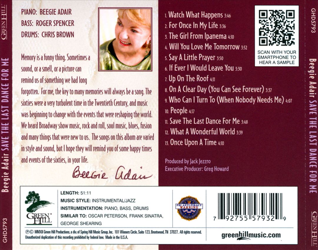 Save the Last Dance for Me: A Jazz Trio Salute to Timeless Pop Hits of the 1960s cover art