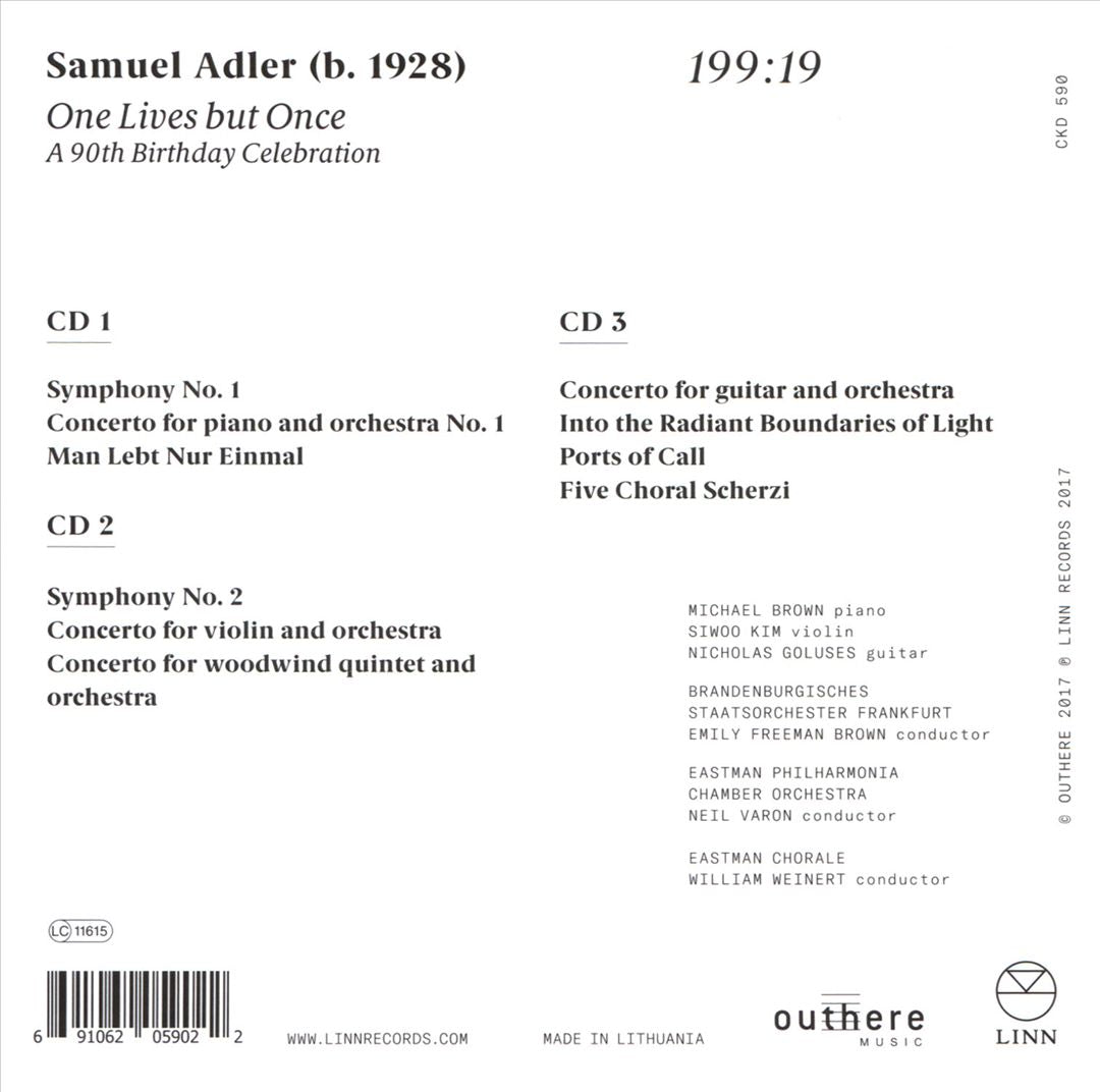 Samuel Adler: One Lives but Once cover art
