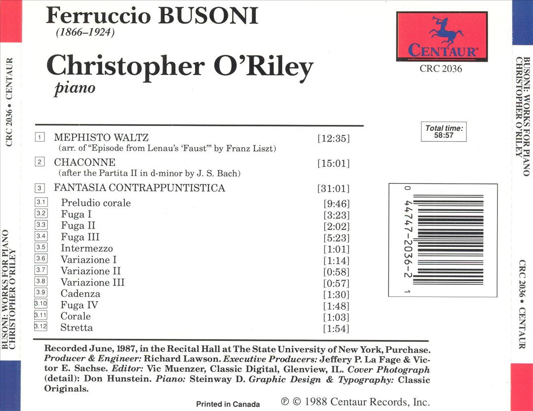Busoni: Chaconne; Mephisto Waltz; Fantasia; Contrappuntistica cover art
