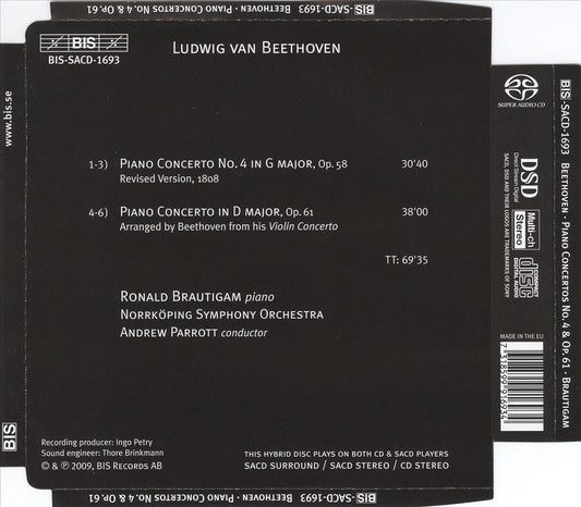 Beethoven: Piano Concerto No. 4; Piano Concerto in D, Op. 61 cover art